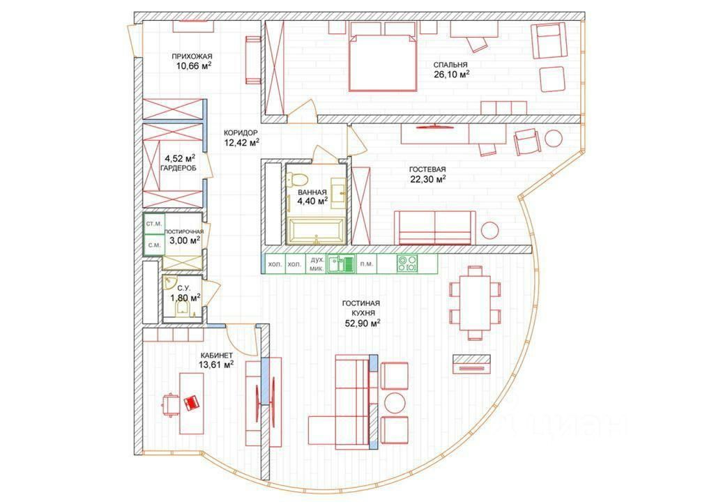 Планировка квартир геленджик Продажа трехкомнатной квартиры 152м² ул. Мира, 40, Геленджик, Краснодарский край