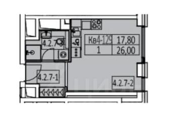 1-комн.кв., 26 м², этаж 4