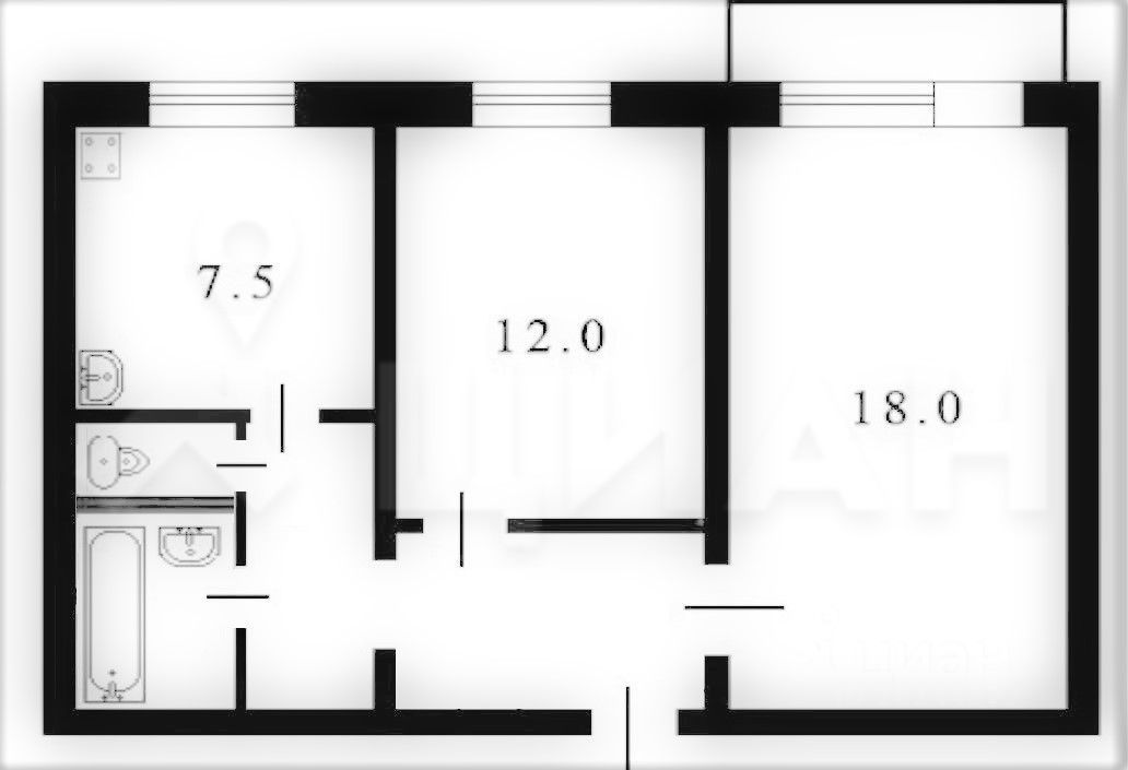 Планировка этой квартиры по данным Циан