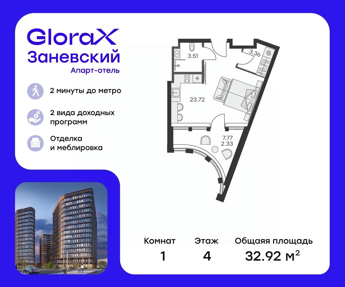 Продаю апартаменты-студию 32,9м² Санкт-Петербург, Глоракс Заневский жилой  комплекс - база ЦИАН, объявление 279351152