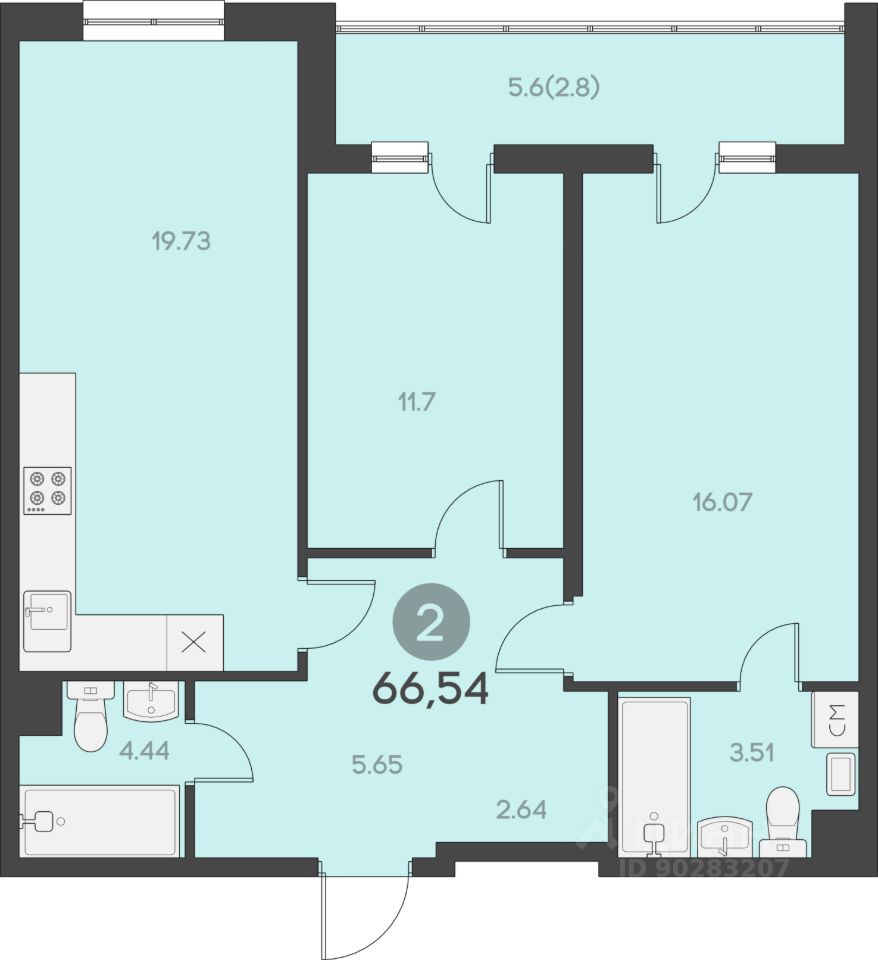 Купить двухкомнатную квартиру 66,2м² ул. Карбышева, 22Б, Владивосток,  Приморский край - база ЦИАН, объявление 279652344