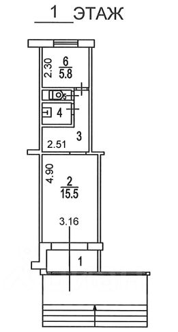 своб. назнач. 33 м², этаж 1