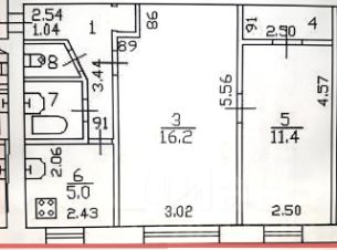 2-комн.кв., 43 м², этаж 1