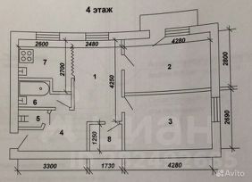 3-комн.кв., 51 м², этаж 4