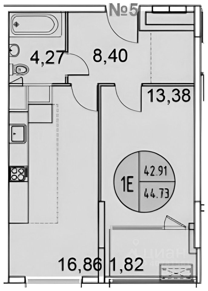 Планировка этой квартиры по данным Циан