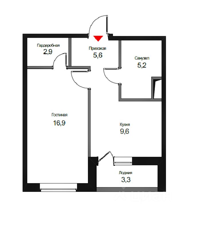 Планировка этой квартиры по данным Циан