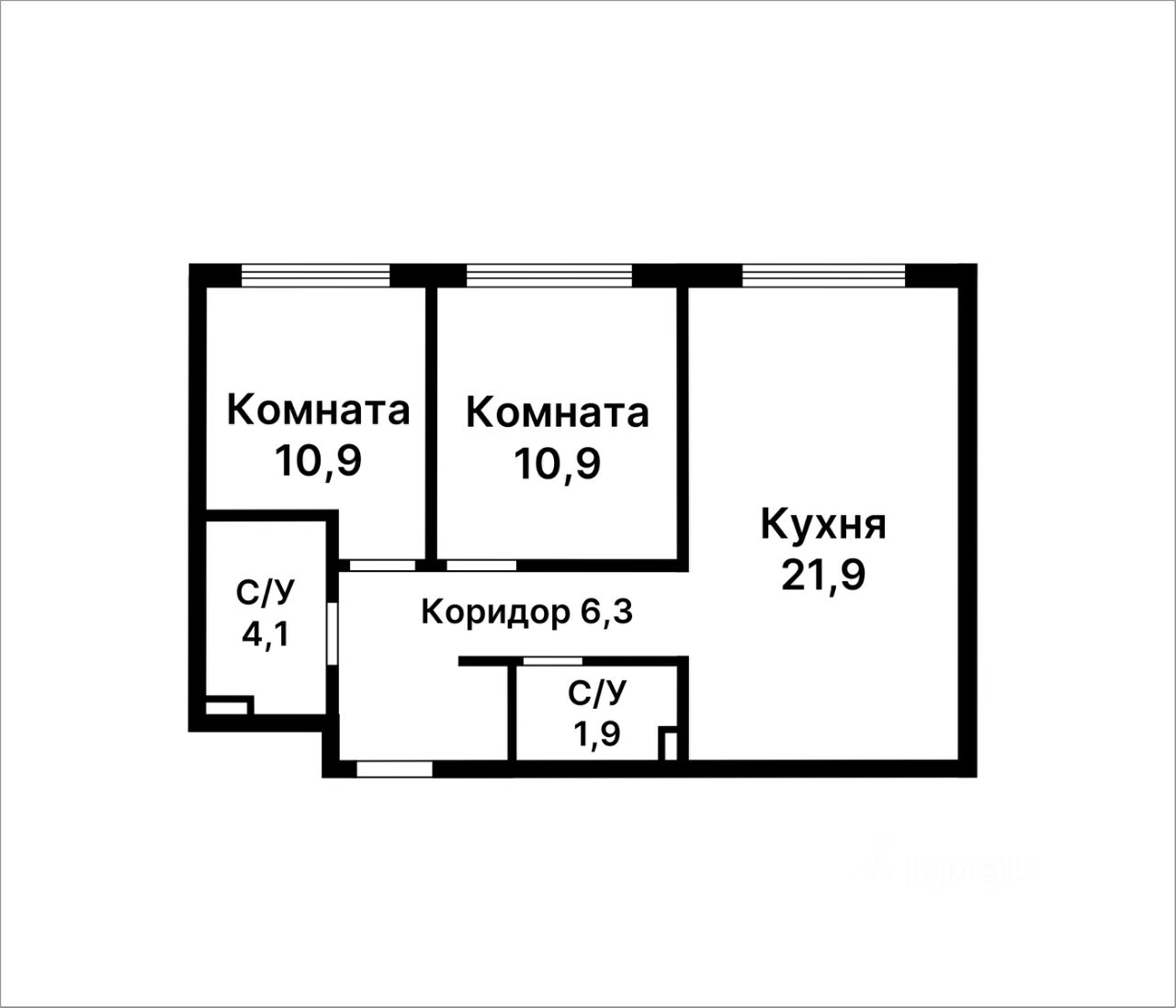 Планировка этой квартиры по данным Циан