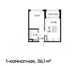 1-комн.кв., 35 м², этаж 4