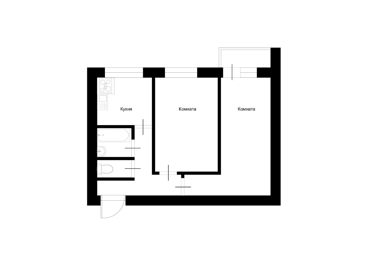 Планировка этой квартиры по данным Циан