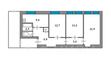 3-комн.кв., 76 м², этаж 1