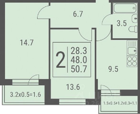 Продается2-комн.квартира,52м²