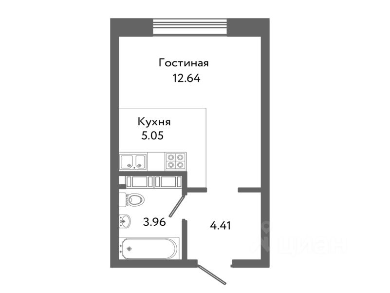 Планировка этой квартиры по данным Циан