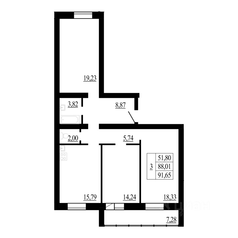 Продаю трехкомнатную квартиру 91,7м² 3, Новосибирская область,  Новосибирский район, Каменский сельсовет, Каменка село, Олимпийской славы  микрорайон, м. Золотая Нива - база ЦИАН, объявление 286463396