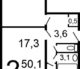 2-комн.кв., 51 м², этаж 5