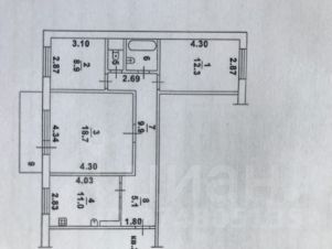 3-комн.кв., 71 м², этаж 6