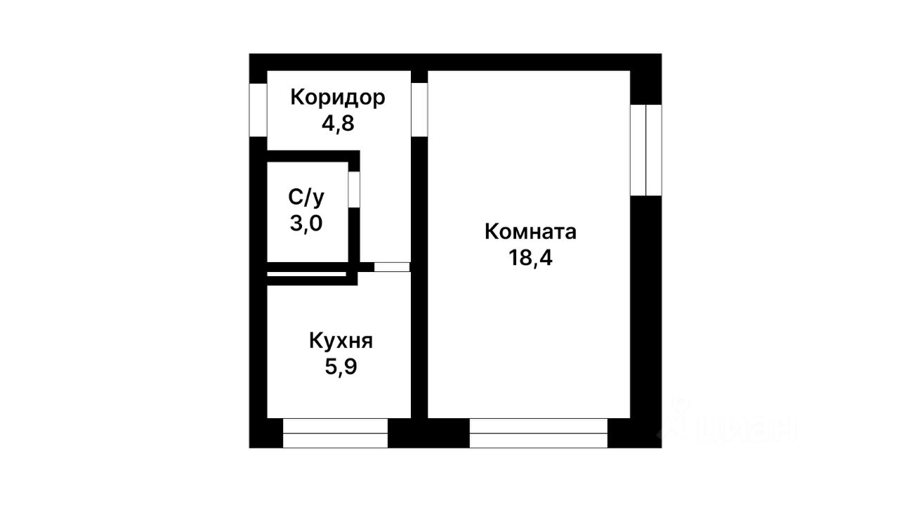 Планировка этой квартиры по данным Циан