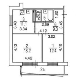 2-комн.кв., 55 м², этаж 18