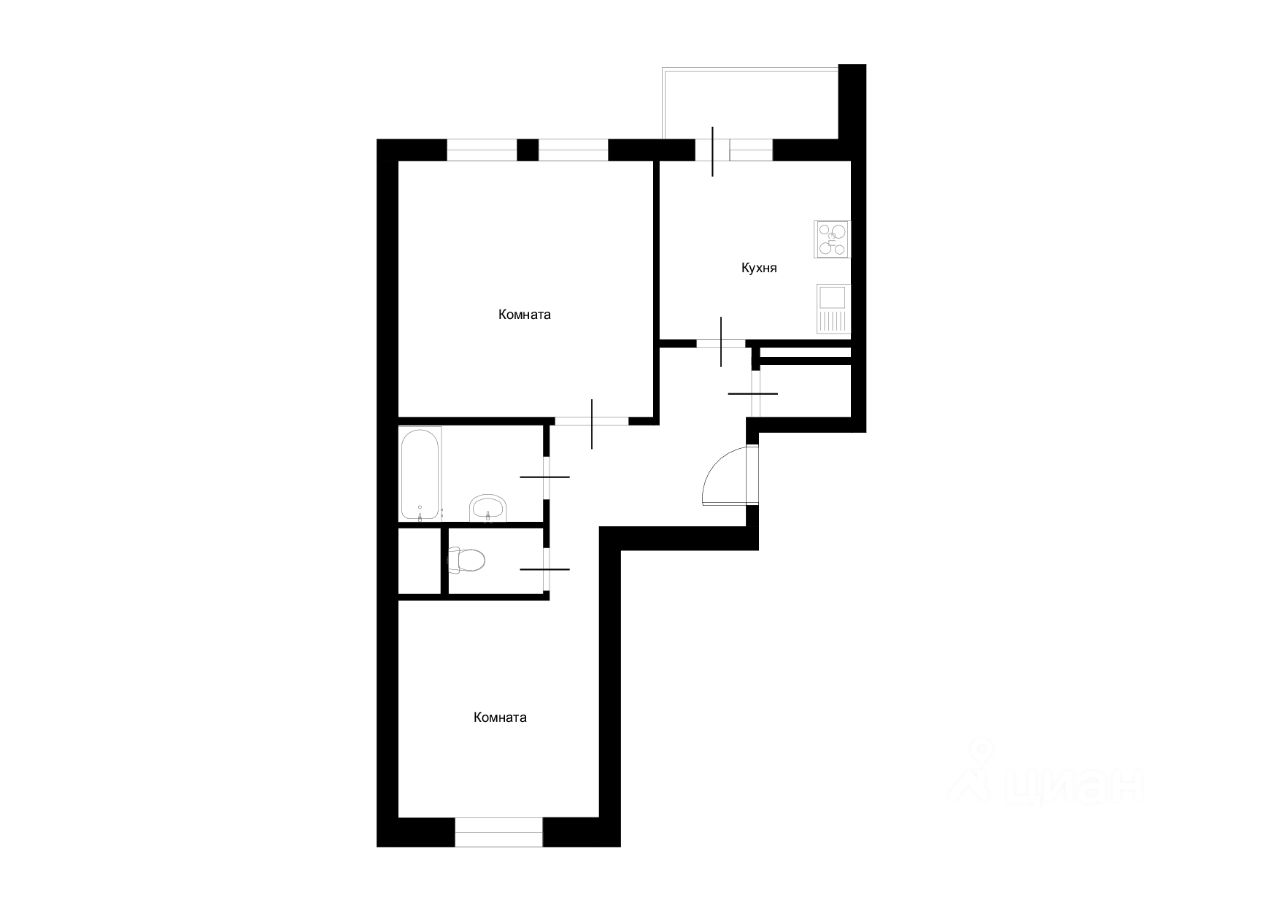 Планировка этой квартиры по данным Циан