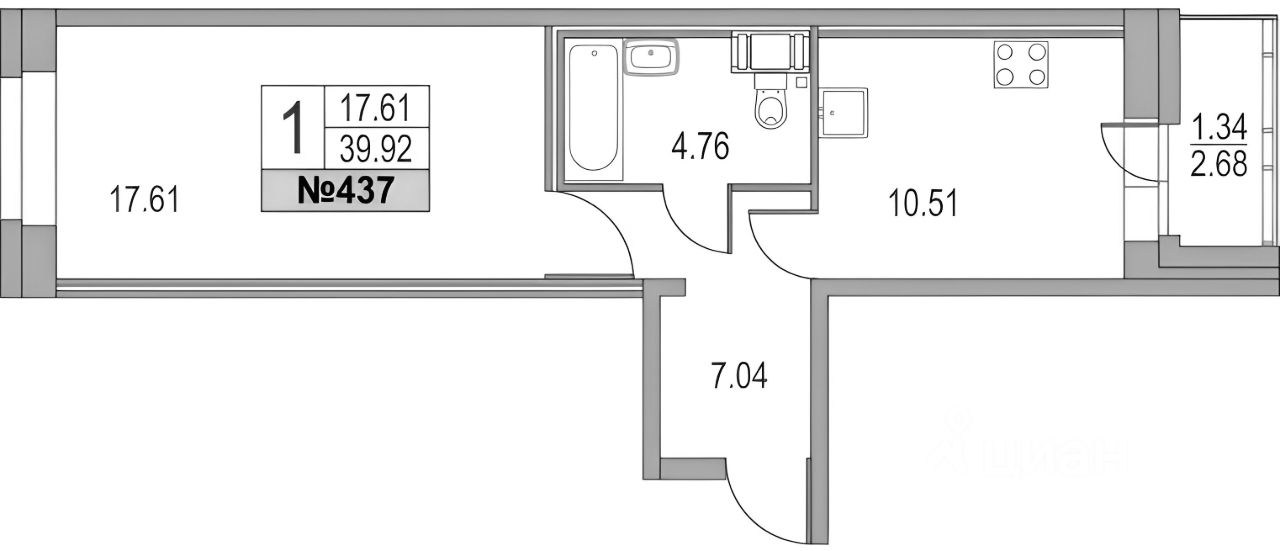 Планировка этой квартиры по данным Циан