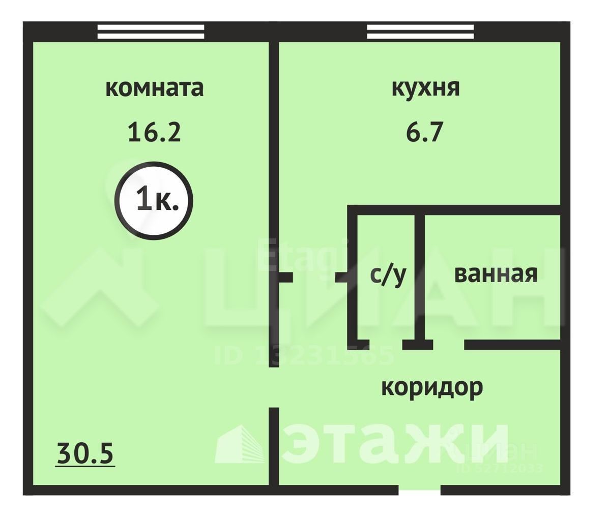 Планировка этой квартиры по данным Циан