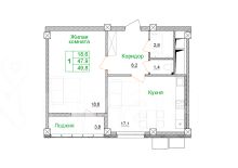 1-комн.кв., 54 м², этаж 2