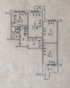 3-комн.кв., 75 м², этаж 12