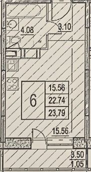 студия, 24 м², этаж 3