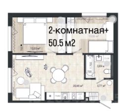 2-комн.кв., 63 м², этаж 4