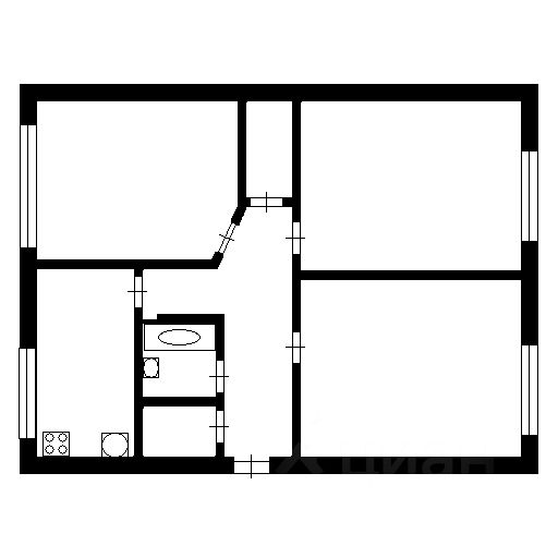 Планировка этой квартиры по данным Циан