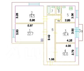 4-комн.кв., 106 м², этаж 5