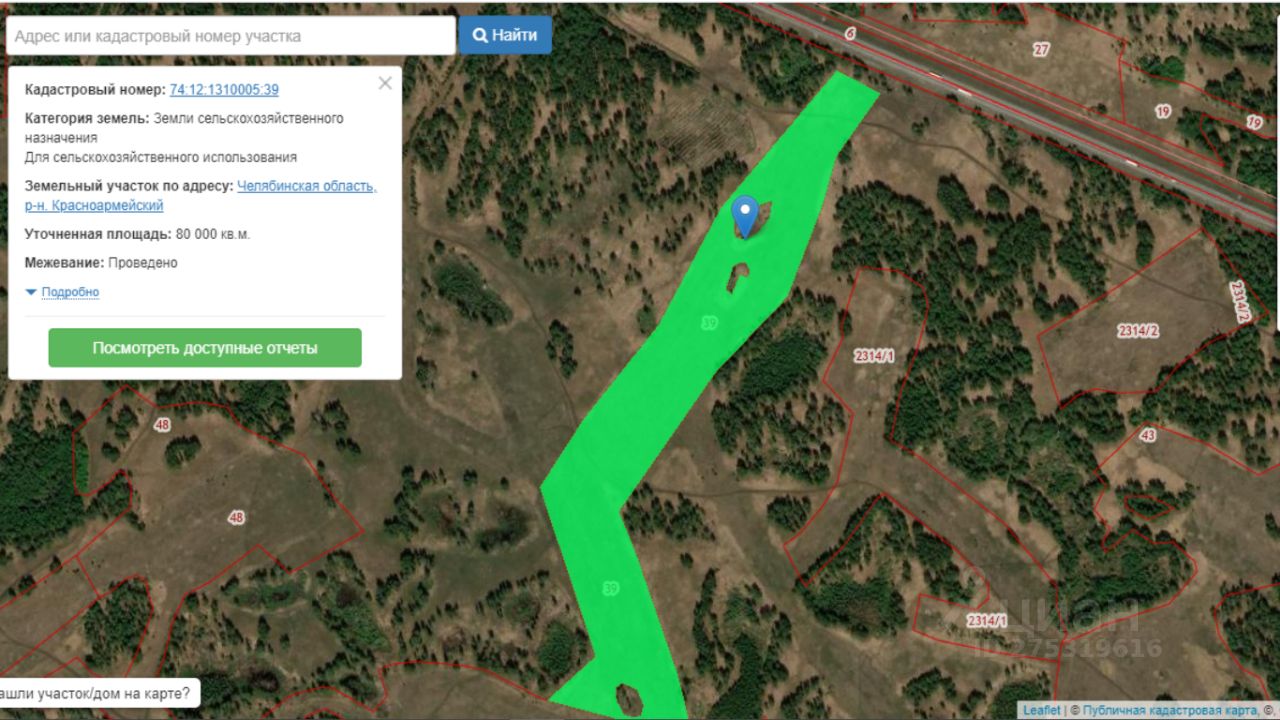 Продажа участка 8га Челябинская область, Красноармейский район, Лесной  поселок - база ЦИАН, объявление 275319616