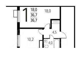 1-комн.кв., 37 м², этаж 2