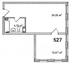 1-комн.апарт., 42 м², этаж 6