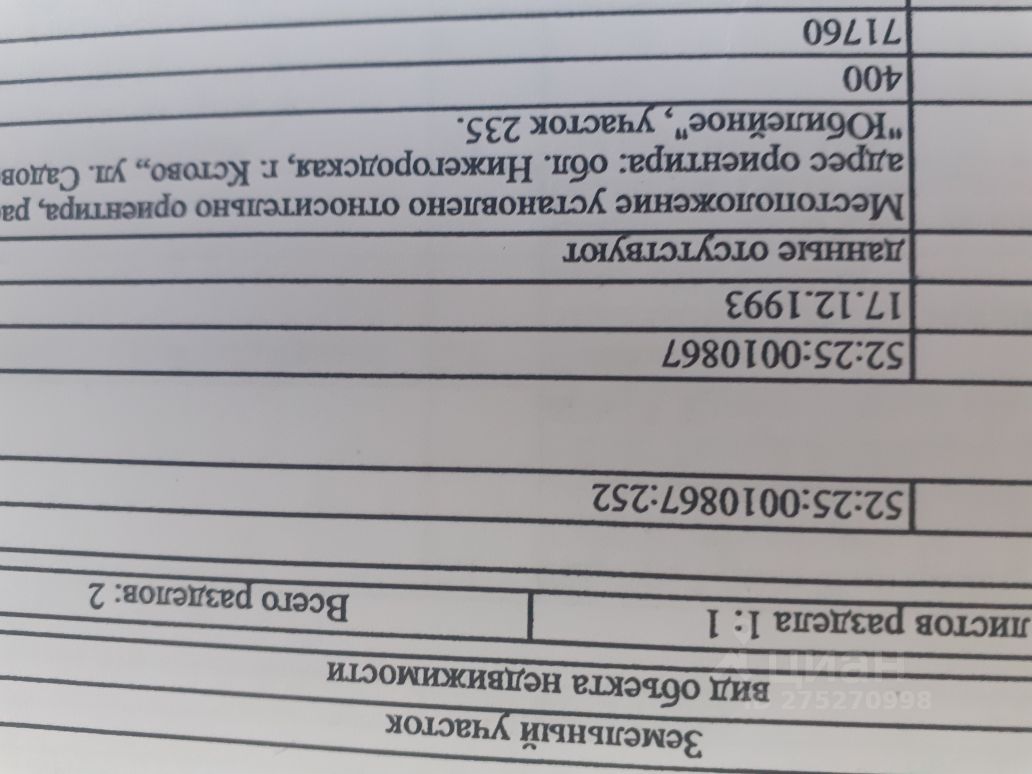 Продажа участка 4сот. пл. Ленина, Кстово, Нижегородская область, Кстовский  район - база ЦИАН, объявление 275270998