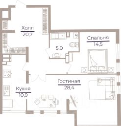 2-комн.кв., 78 м², этаж 28