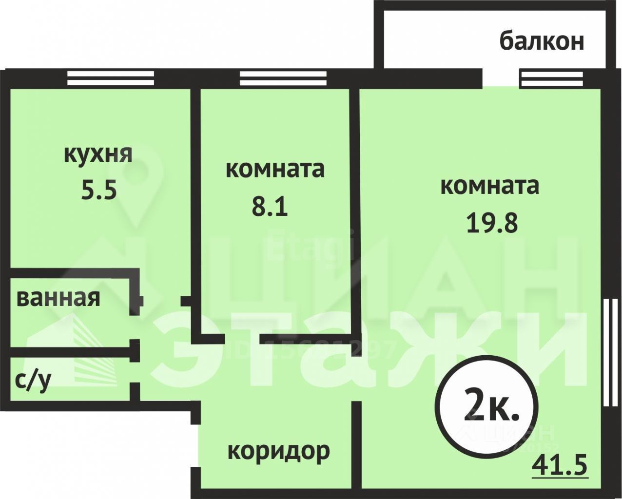 Планировка этой квартиры по данным Циан