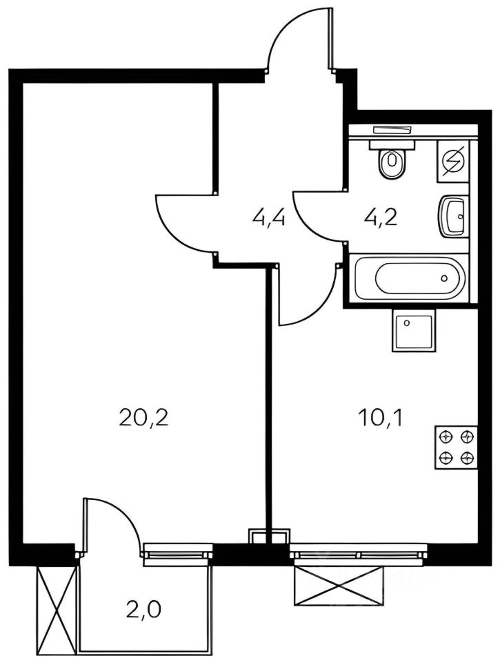 Планировка этой квартиры по данным Циан