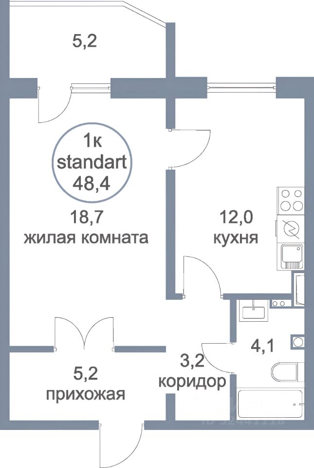 Планировка этой квартиры по данным Циан