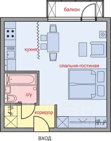 1-комн.апарт., 33 м², этаж 6