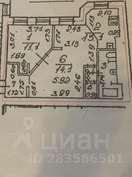 2-комн.кв., 50 м², этаж 3