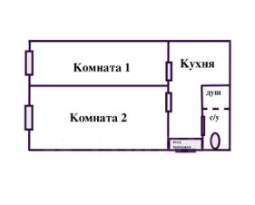 2-комн.кв., 25 м², этаж 1