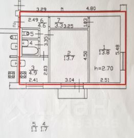 2-комн.кв., 43 м², этаж 1