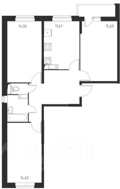 Планировка этой квартиры по данным Циан