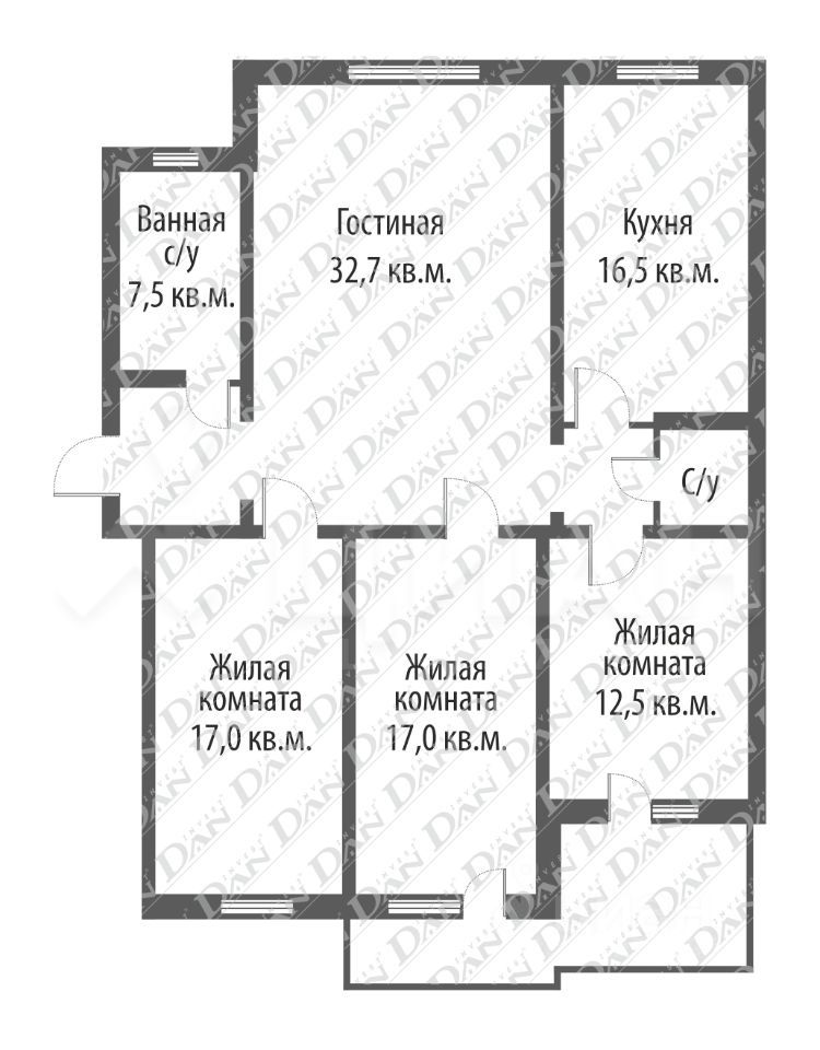 Планировка этой квартиры по данным Циан