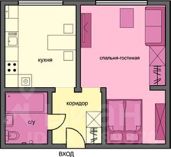 1-комн.апарт., 37 м², этаж 23