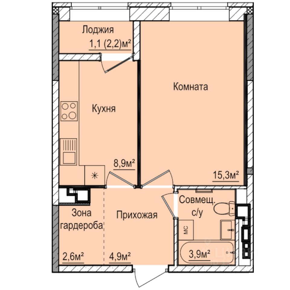 Купить однокомнатную квартиру 36,8м² Ижевск, Удмуртская респ., Буммаш жилой  район, Покровский жилой комплекс - база ЦИАН, объявление 285450438