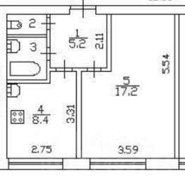 1-комн.кв., 35 м², этаж 4