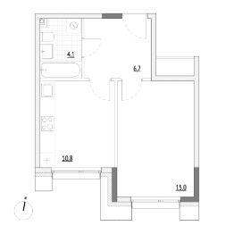 1-комн.апарт., 37 м², этаж 2