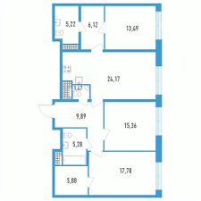 3-комн.кв., 105 м², этаж 17