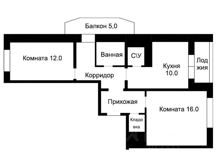 Планировка этой квартиры по данным Циан